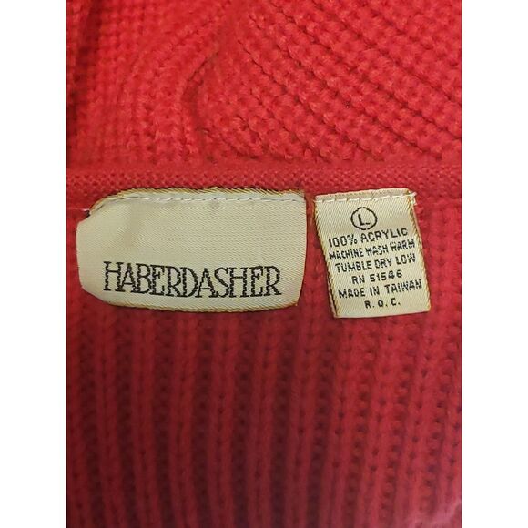 Haberdasher Red Button Up Knitted Cardigan Sweater Size Large - Picture 2 of 5